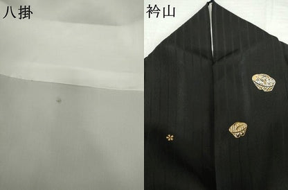 平和屋着物●上質な小紋　ぽっくり下駄　黒地　金彩　正絹　逸品　AABL4172cs