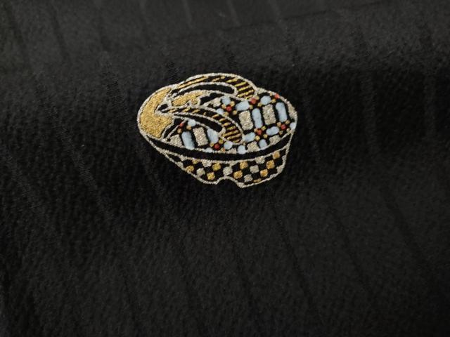 平和屋着物●上質な小紋　ぽっくり下駄　黒地　金彩　正絹　逸品　AABL4172cs