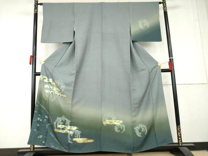 平和屋着物●訪問着　花松文　藤花房　暈し染め　金彩　正絹　逸品　AABL4173cs