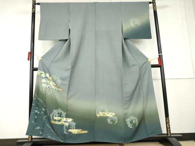 平和屋着物●訪問着　花松文　藤花房　暈し染め　金彩　正絹　逸品　AABL4173cs