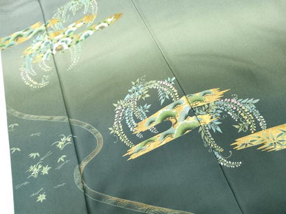 平和屋着物●訪問着　花松文　藤花房　暈し染め　金彩　正絹　逸品　AABL4173cs