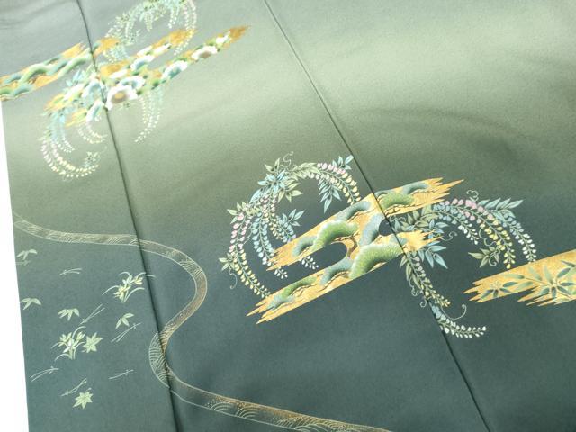 平和屋着物●訪問着　花松文　藤花房　暈し染め　金彩　正絹　逸品　AABL4173cs