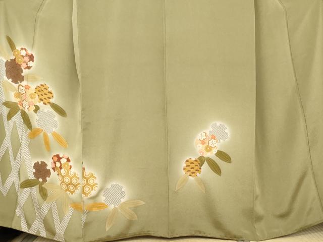 平和屋着物●訪問着　雪輪草花文　暈し染め　鬼しぼ縮緬　やまと金ラベル　正絹　逸品　AABL4174cs
