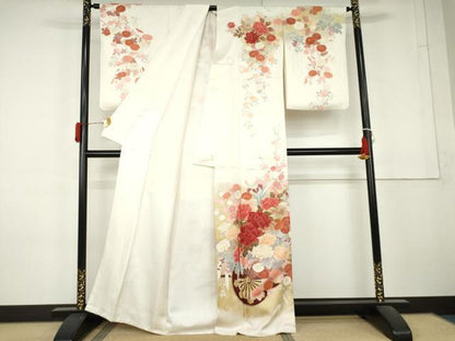 平和屋着物●訪問着　刺繍　花車文　金彩　正絹　逸品　AABL4175cs