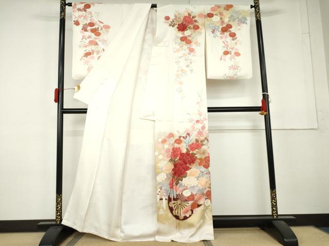 平和屋着物●訪問着　刺繍　花車文　金彩　正絹　逸品　AABL4175cs