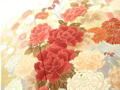 平和屋着物●訪問着　刺繍　花車文　金彩　正絹　逸品　AABL4175cs