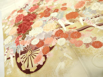 平和屋着物●訪問着　刺繍　花車文　金彩　正絹　逸品　AABL4175cs