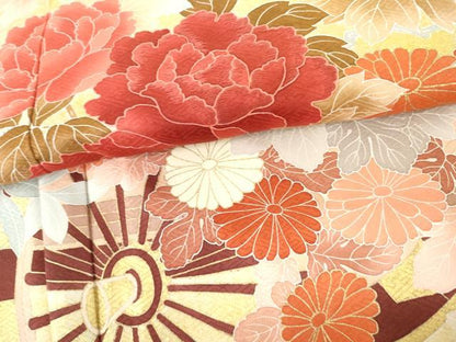 平和屋着物●訪問着　刺繍　花車文　金彩　正絹　逸品　AABL4175cs