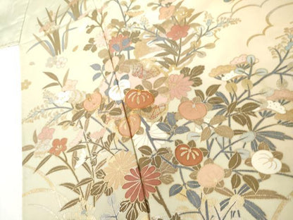 平和屋着物●訪問着　駒刺繍　雪輪流水枝花文　花都　暈し染め　金銀彩　正絹　逸品　AABL4183cs