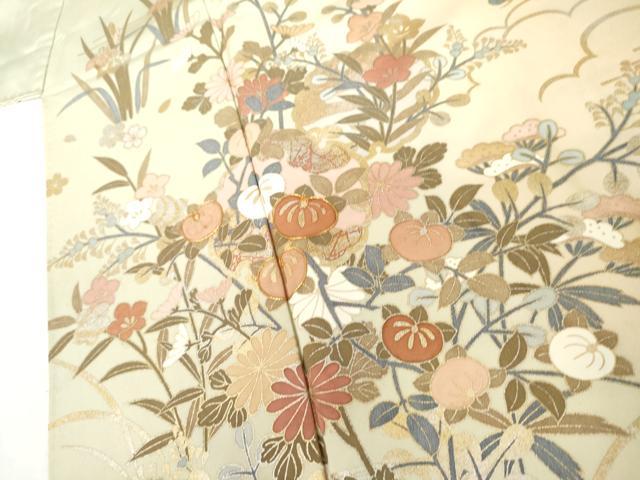 平和屋着物●訪問着　駒刺繍　雪輪流水枝花文　花都　暈し染め　金銀彩　正絹　逸品　AABL4183cs