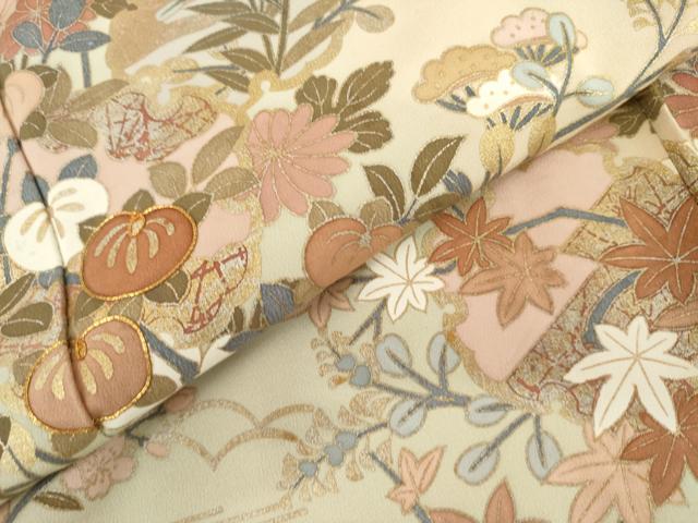 平和屋着物●訪問着　駒刺繍　雪輪流水枝花文　花都　暈し染め　金銀彩　正絹　逸品　AABL4183cs