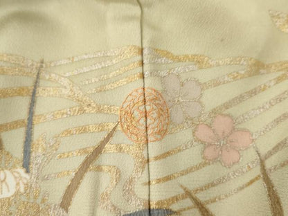 平和屋着物●訪問着　駒刺繍　雪輪流水枝花文　花都　暈し染め　金銀彩　正絹　逸品　AABL4183cs