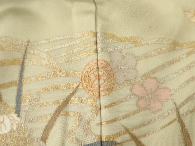 平和屋着物●訪問着　駒刺繍　雪輪流水枝花文　花都　暈し染め　金銀彩　正絹　逸品　AABL4183cs