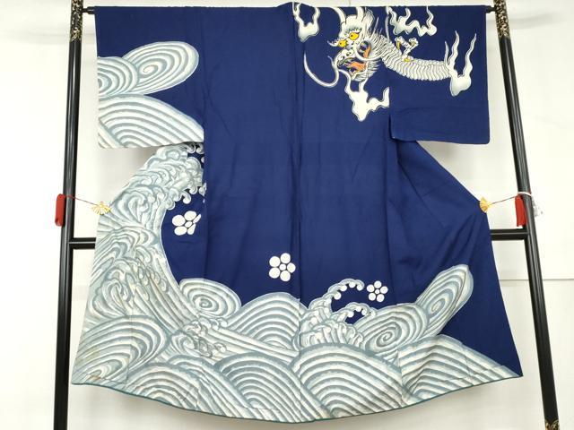 平和屋着物●男性　アンティーク　大正ロマン　訪問着　立波に龍　AABL4184cs