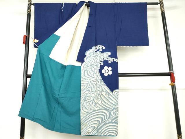 平和屋着物●男性　アンティーク　大正ロマン　訪問着　立波に龍　AABL4184cs