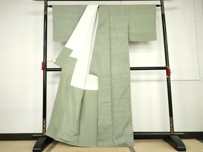 平和屋着物●結城紬　色無地　薄青色　正絹　逸品　未使用　AABL4188cs