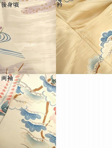 平和屋着物●豪華振袖　駒刺繍　貝桶鳳凰草花文　暈し染め　金彩　三越扱い　正絹　逸品　AABL4192cs