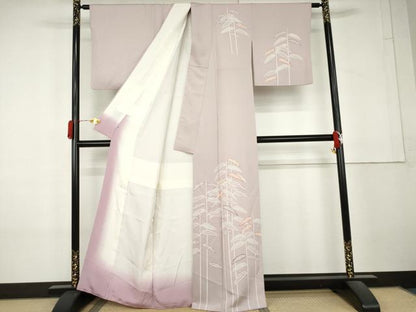 平和屋着物●訪問着　刺繍　枝葉文　鈴乃屋扱い　正絹　逸品　AABL4193cs