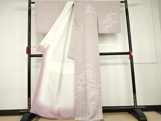 平和屋着物●訪問着　刺繍　枝葉文　鈴乃屋扱い　正絹　逸品　AABL4193cs