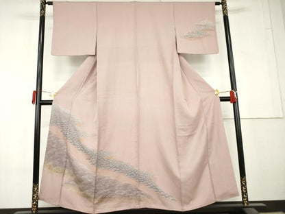 平和屋着物●訪問着　立波松文　金彩　正絹　逸品　AABL4196cs