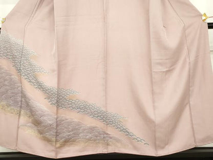 平和屋着物●訪問着　立波松文　金彩　正絹　逸品　AABL4196cs