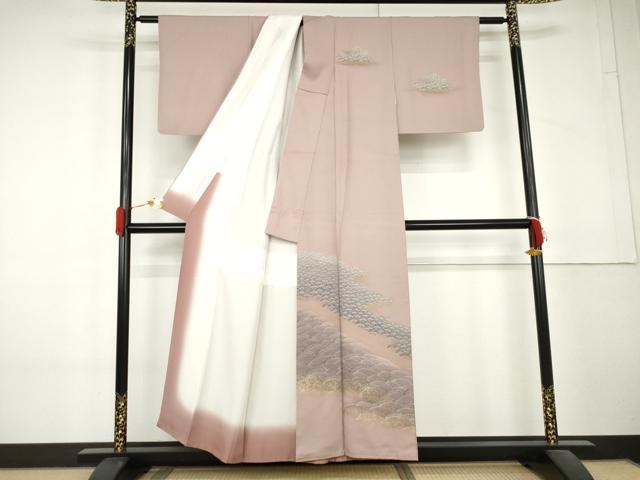 平和屋着物●訪問着　立波松文　金彩　正絹　逸品　AABL4196cs