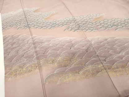 平和屋着物●訪問着　立波松文　金彩　正絹　逸品　AABL4196cs
