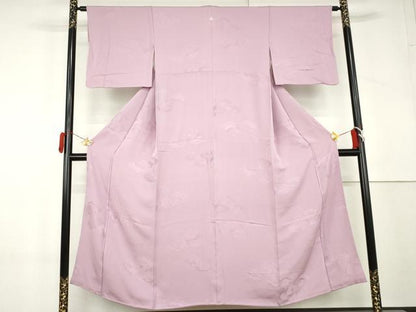 平和屋着物●上質な色無地　草花地紋　菖蒲色　正絹　逸品　AABL4197cs