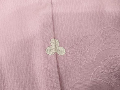 平和屋着物●上質な色無地　草花地紋　菖蒲色　正絹　逸品　AABL4197cs