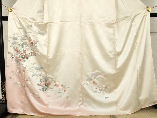 平和屋着物●訪問着　松竹梅文　暈し染め　金彩　正絹　逸品　AABL4198cs