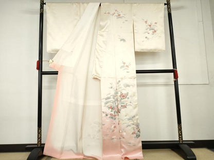 平和屋着物●訪問着　松竹梅文　暈し染め　金彩　正絹　逸品　AABL4198cs