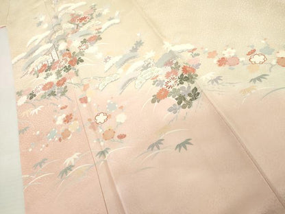平和屋着物●訪問着　松竹梅文　暈し染め　金彩　正絹　逸品　AABL4198cs