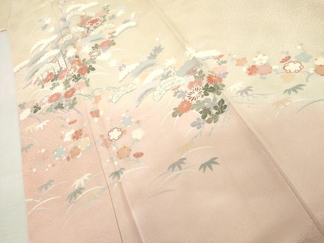 平和屋着物●訪問着　松竹梅文　暈し染め　金彩　正絹　逸品　AABL4198cs
