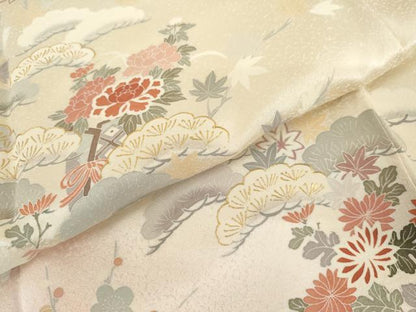平和屋着物●訪問着　松竹梅文　暈し染め　金彩　正絹　逸品　AABL4198cs