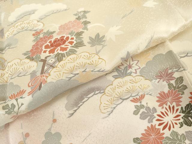 平和屋着物●訪問着　松竹梅文　暈し染め　金彩　正絹　逸品　AABL4198cs