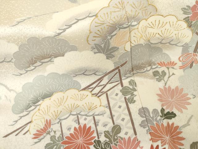 平和屋着物●訪問着　松竹梅文　暈し染め　金彩　正絹　逸品　AABL4198cs