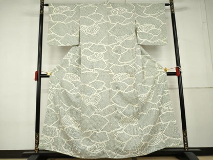 平和屋着物●上質な小紋　総絞り　地紙重ね文　正絹　逸品　AABL4201cs