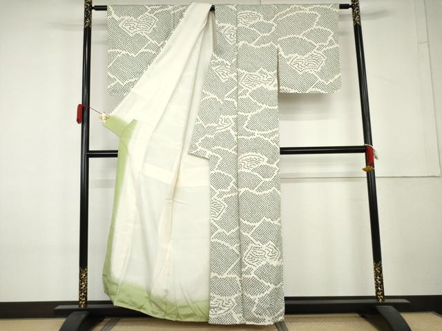 平和屋着物●上質な小紋　総絞り　地紙重ね文　正絹　逸品　AABL4201cs
