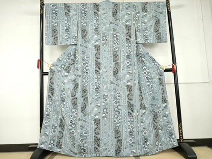 平和屋着物●上質な小紋　源氏車　正絹　逸品　AABL4204cs