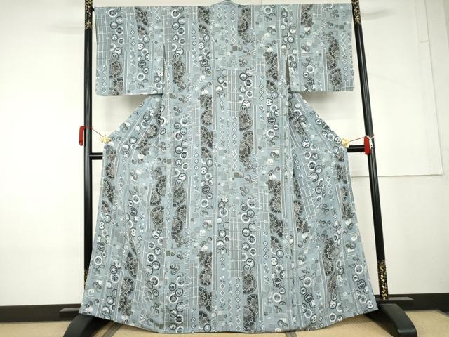 平和屋着物●上質な小紋　源氏車　正絹　逸品　AABL4204cs