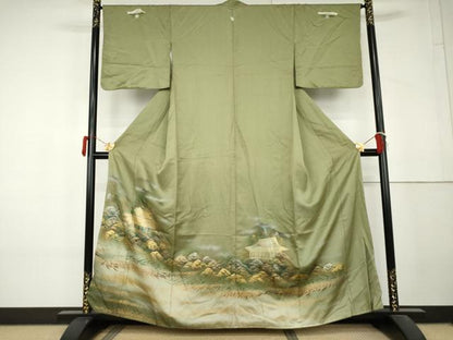 平和屋着物●豪華色留袖　風景樹林文　暈し染め　金銀彩　正絹　逸品　未使用　AABL4208cs
