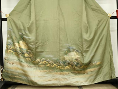 平和屋着物●豪華色留袖　風景樹林文　暈し染め　金銀彩　正絹　逸品　未使用　AABL4208cs