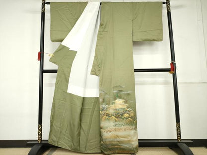 平和屋着物●豪華色留袖　風景樹林文　暈し染め　金銀彩　正絹　逸品　未使用　AABL4208cs