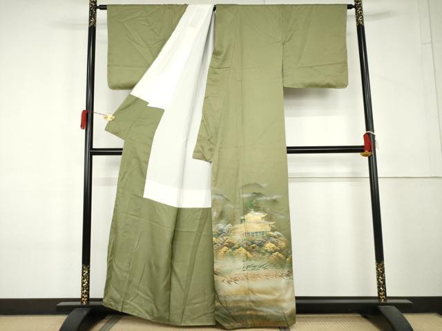 平和屋着物●豪華色留袖　風景樹林文　暈し染め　金銀彩　正絹　逸品　未使用　AABL4208cs