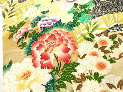 平和屋着物●豪華振袖　駒刺繍　花丸文　たたき染め　正絹　逸品　AABL4211cs
