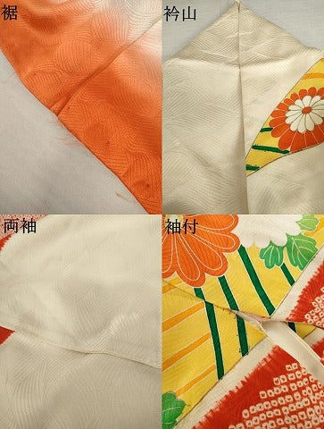 平和屋着物●豪華振袖　絞り　駒刺繍　立波草花文　金彩　正絹　逸品　AABL4213cs