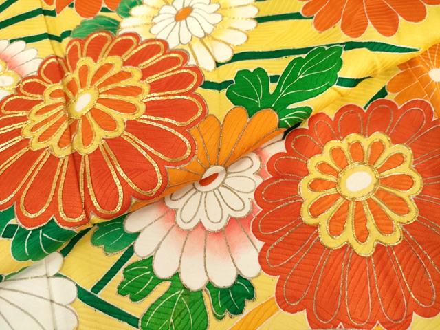 平和屋着物●豪華振袖　絞り　駒刺繍　立波草花文　金彩　正絹　逸品　AABL4213cs