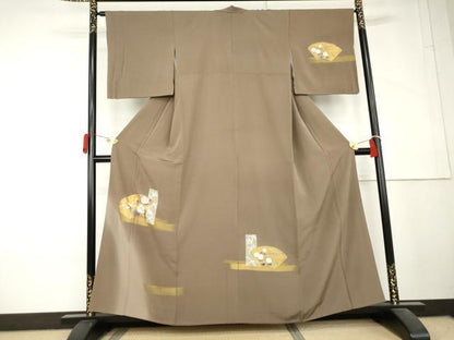 平和屋着物●訪問着　地紙草花文　暈し染め　金彩　正絹　逸品　AABL4214cs