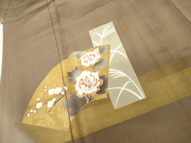 平和屋着物●訪問着　地紙草花文　暈し染め　金彩　正絹　逸品　AABL4214cs