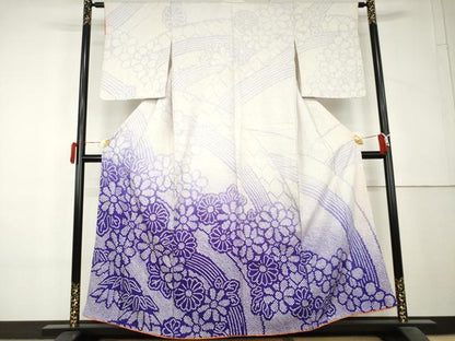 平和屋着物●訪問着　総絞り　吉祥草花文　暈し染め　正絹　逸品　AABL4218cs